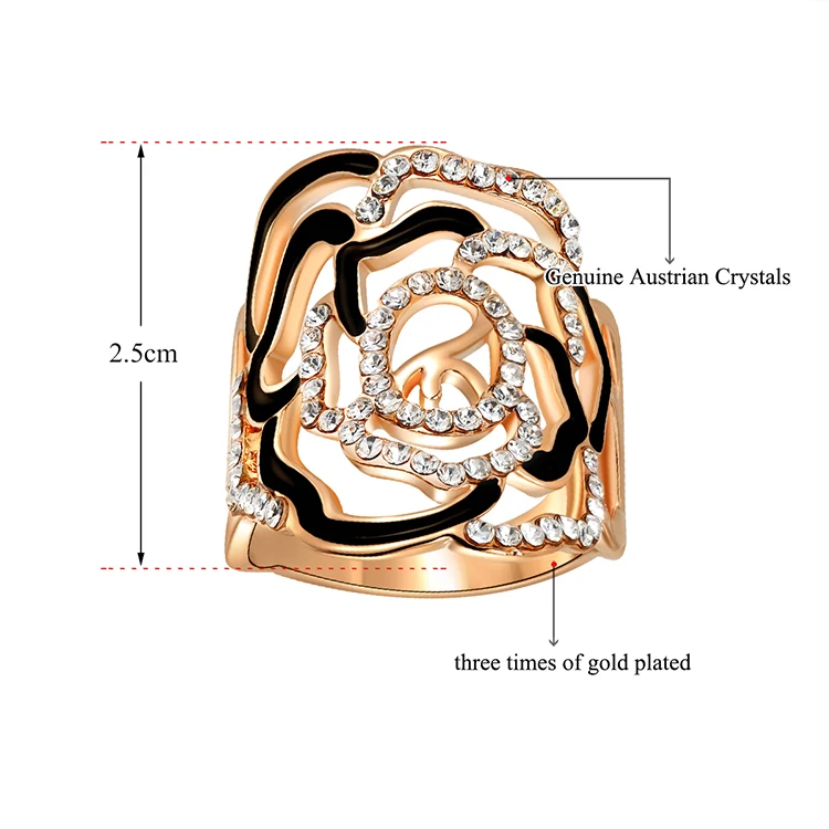 Фирма AENINE, большие женские кольца, микро Стразы, цветок розы, кольцо из розового золота, модное ювелирное изделие для женщин R150090240R