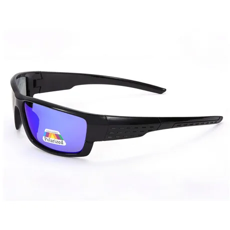 Glitztxunk, солнцезащитные очки для мужчин и женщин, поляризационные, спортивные, солнцезащитные очки, квадратная, ретро, черная оправа, для спорта на открытом воздухе, очки для вождения, Oculos Gafas - Цвет линз: Bright black-Blue