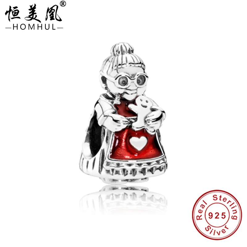 HOMHUL 925 Sterling Silver Grandma with Glasses Charm for Jewelry Making CT19-16 | Украшения и аксессуары