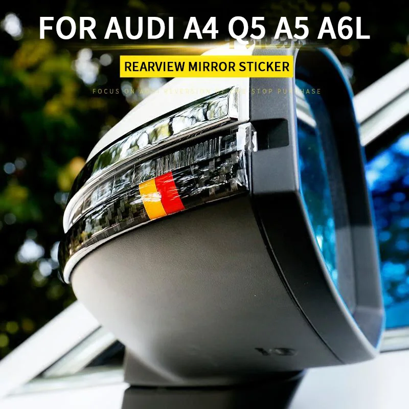 

For Audi A4 Q5 A5 A6L Carbon Fiber Pattern Rearview Mirror Anti-collision Bar Stripes Sticker Decal