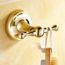 Античная Медь крюк робы Роскошный Золотой полированный Ванная комната латунь молния вешалка, вешалка Наборы для ванной