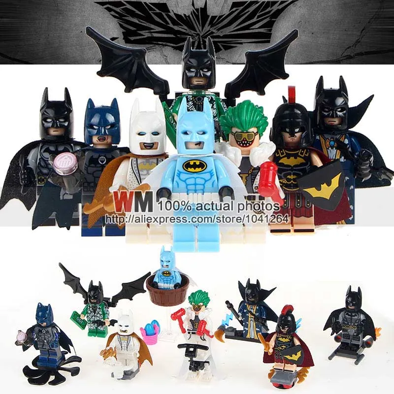 

10 Lots of Super Heroes Joker Clown Rome Batman With Purple Cape Bricks Building Blocks Best Collection Toys For Children SY683