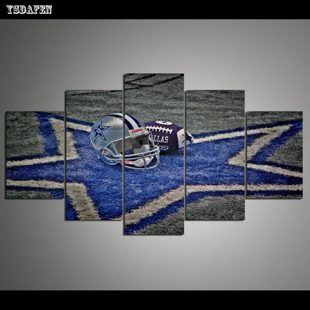 Us 6 0 Framed 5 Piece Dallas Cowboys Rugby Painting Wall Canvas Art Toothless Poster Living Room Decor Gift In Calligraphy