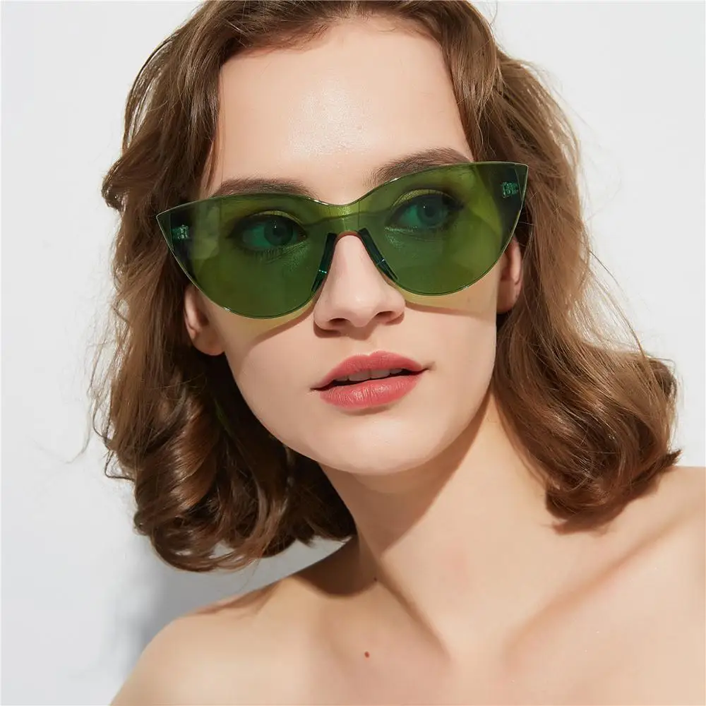 Ruosyling UV400 Sunglasses for Women Rimless Cat Eye Dark Women Sunglasses Cat Eye Candy Color
