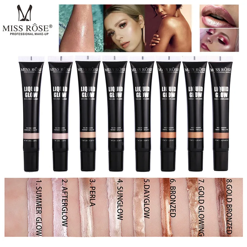 

MISS ROSE 20ML High Light Face Liquid Foundation base maquiagem Beauty Makeup Full Coverage Concealer Whitening fond de teint