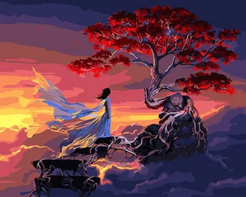 

Unframe diy picture oil paintings by numbers paint by number for home decor canvas painting 5065cm night