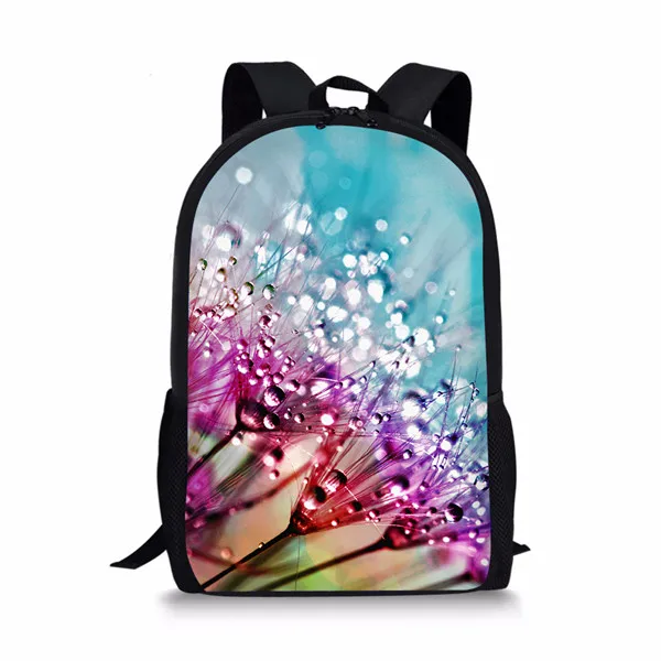 Flower Cat Green Shoulder Backpack Messenger Crossbody Laptop Bag Student Bookbags for Kid Girls Boys