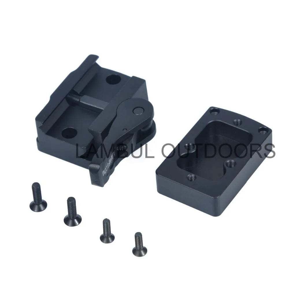 Крепление с созидателем Trijicon Quick Detach RMR Mount Mini Red Dot Sight QD Riser Plate, установленное на рельсе