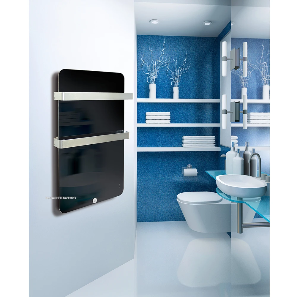 Vertical wall mounted Electric Bathroom Radiator panel with Two Towel