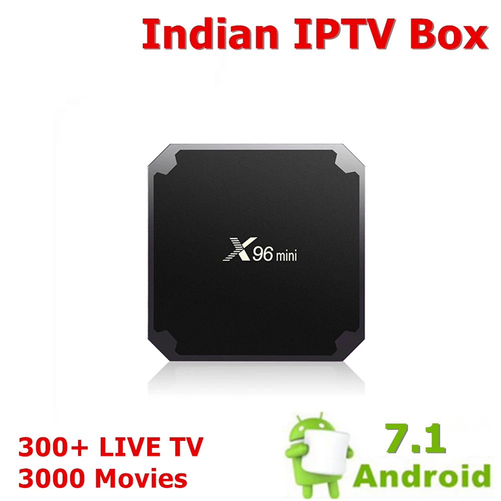 IPTV Поле Индийский канала X96 мини-индийский IPTV Android 7,1 индийский TV box Quad Core 4 К 2,4 ГГц Wi-Fi smart Media Player как eoniptv