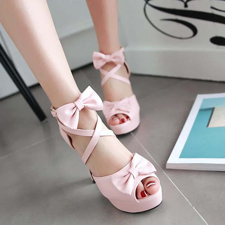 

2016 bow hasp ultra high heels open toe sandals small yards 31 - 33 plus size 40 - 43 - 47 free shipping