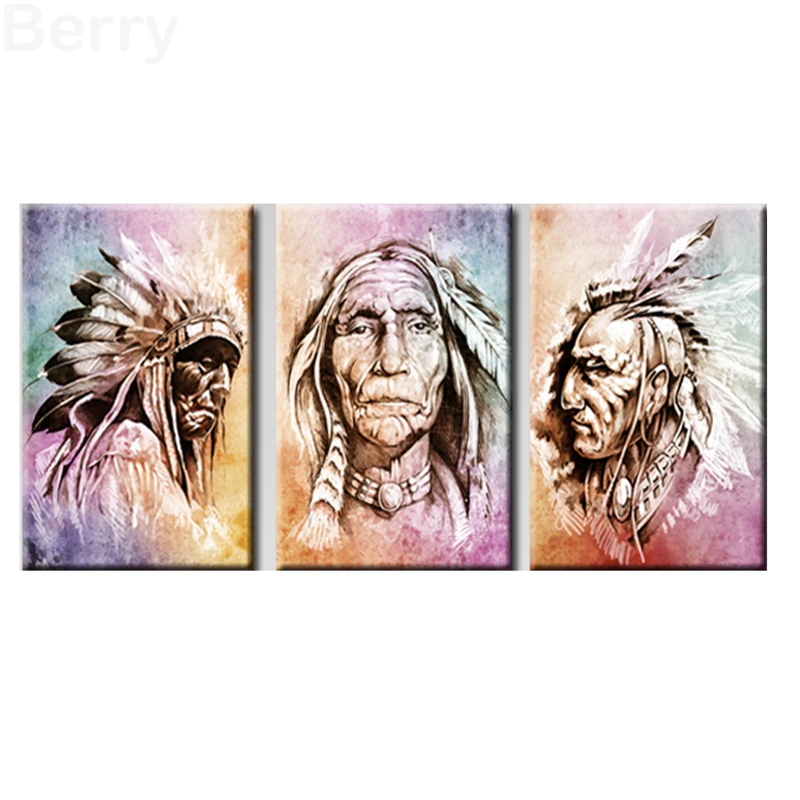 

5d diamond embroidery mosaic style Diy 3 pcs/set Indians Modern art Handmade diy 5d diamond Painting Home decor Wall Pictures