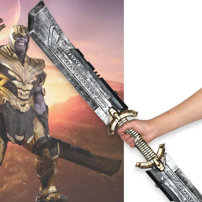 Endgame 4 Thanos Sword Two-Axis Knife Gauntlet Cosplay Mask Halloween Party Props Removable Weapon Model