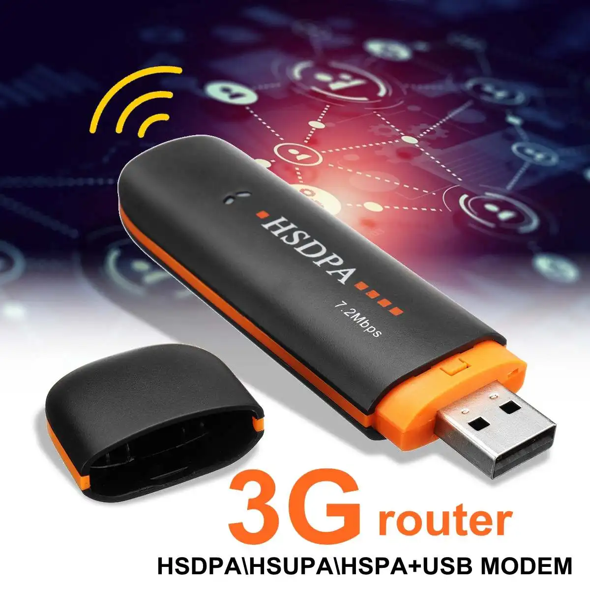 Мини USB модем HSDPA/HSUPA/HSPA + USB-флешка, сим-модем 7,2 Мб/с, 3G/4G, беспроводной сетевой адаптер с TF SIM-картой - изображение