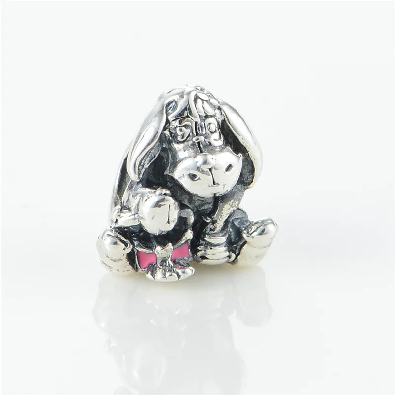 

Fandola Charms 925 Sterling Silver Eeyore Dark Pink Enamel European Beads for Jewelry Making Fits Women Diy Jewellery Bracelets