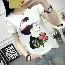 Футболка с короткими рукавами женская Европейская станция лето новая вышивка Тонкий Хан Вентилятор дикая футболка с коротким рукавом Футболка tide