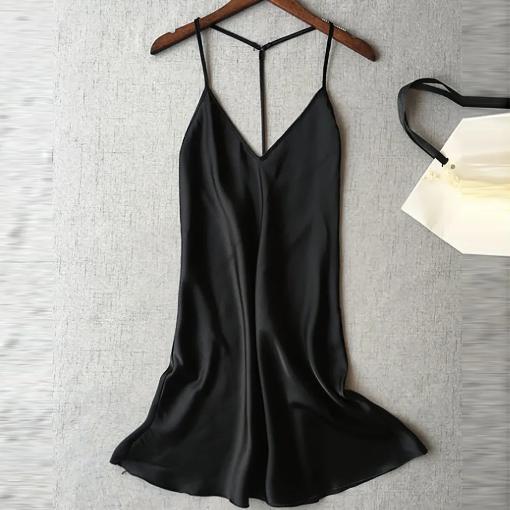Chamsgend Сексуальное Женское атласное платье для сна, сексуальное платье Linegrie с v-образным вырезом и открытой спиной, мягкая удобная ночная рубашка, женская ночная рубашка, пижама 90103