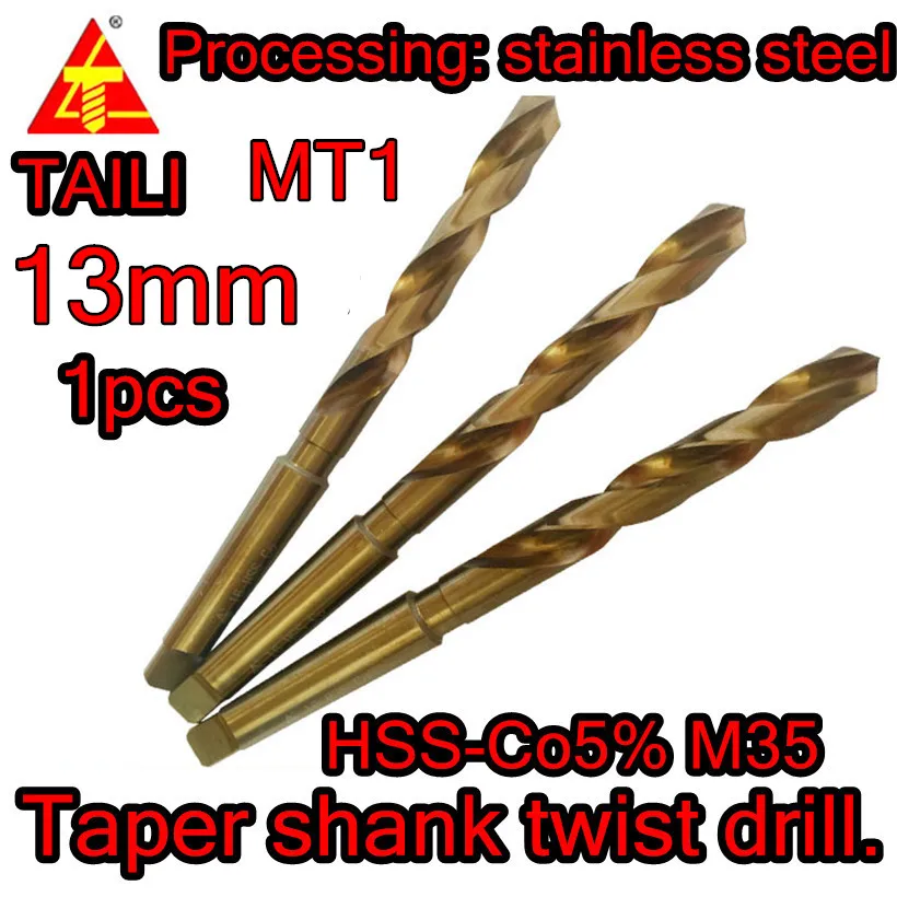 

13.0mm*100L*180mm-MT1 HSS-Co5% M35 Taper shank cobalt twist drill. Processing: stainless steel Free shipping