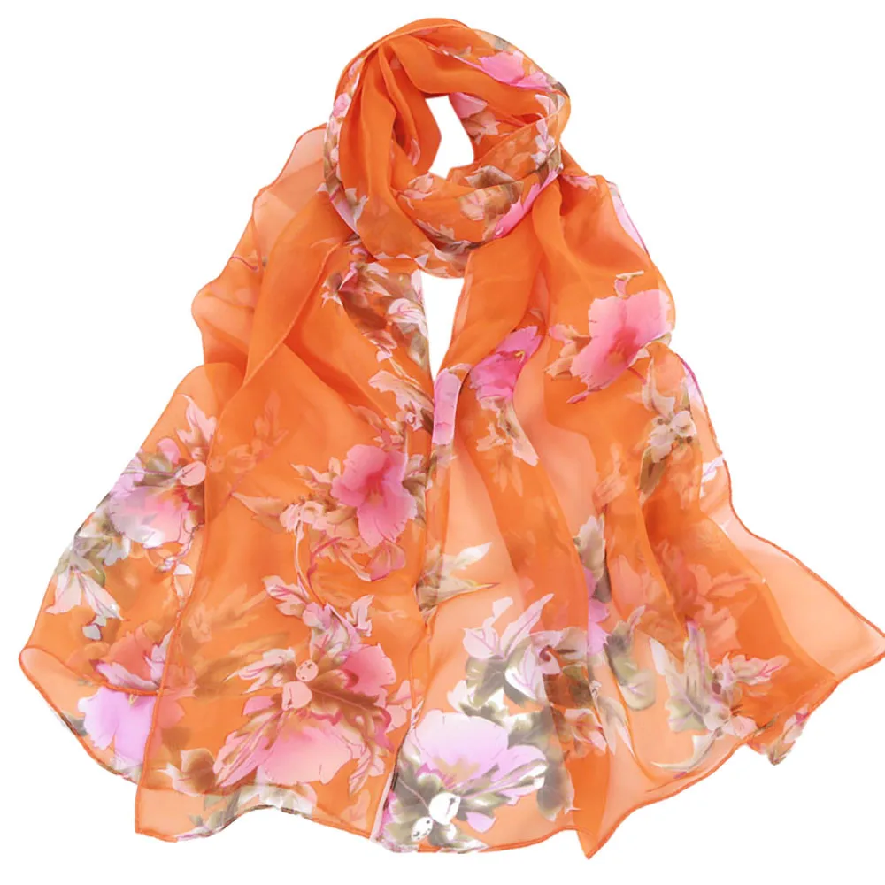 KANCOOLD шарф для женщин Модный персиковый цветочный принт длинный мягкий обёрточная бумага шарфы дамы шаль шифон шарф для женщин 2018Nov2