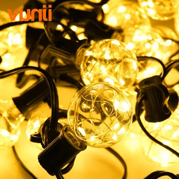 

Novelty 8M 25 G40 Clear Festoon Globe String Lights Garland RGB Wedding Lights Guirlande Lumineuse Holiday Fairy Outdoor Lights