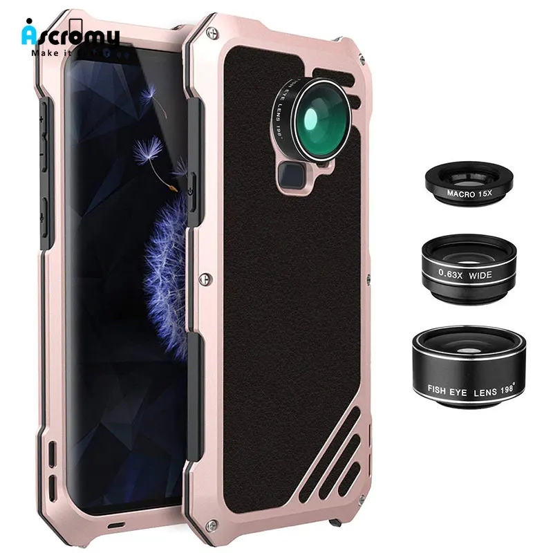 

Ascromy For Galaxy S9 Lens Kit Case 3in1 198 Fisheye 15X Macro Wide Angle Lens for Samsung S9 Plus S9plus Fish eye Camera lente