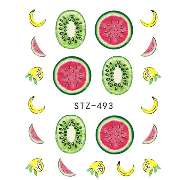 1 лист наклейки для ногтей торт фруктовый узор дизайн ногтей Вода Передача наклейки водяной знак татуировки наклейки s Маникюр украшения LASTZ489-500 - Цвет: STZ493