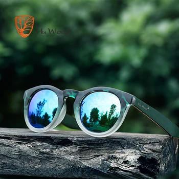 HU WOOD Fashion Oval Sunglasses Polarized Lenses Striped Wood Frame Clout Goggles Women Pink Sun Glasses Men Transparent