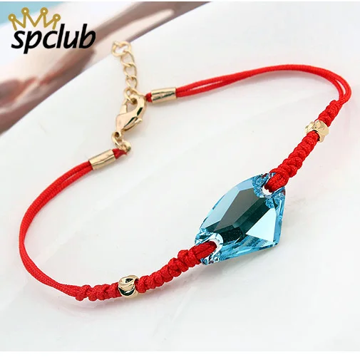 Оригинальный браслет SPCLUB с кристаллами Swarovski удача красная веревка