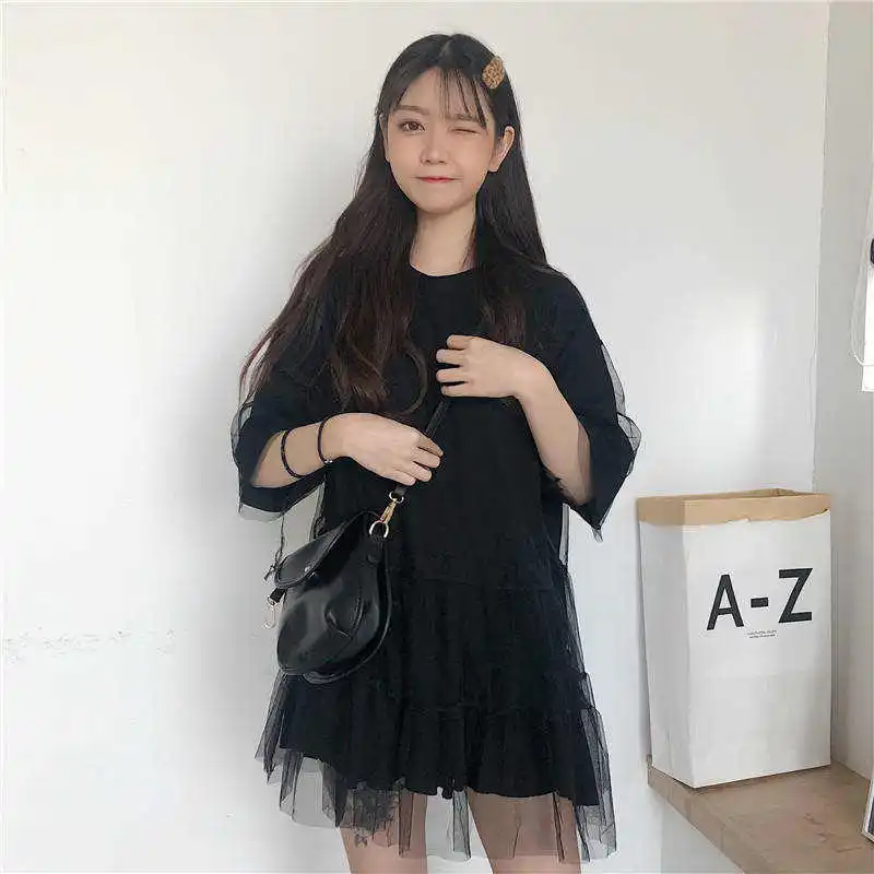Женское платье Kawaii, японское, Harajuku Ulzzang, свободная, офисная, длинная рубашка, женская,, милые, корейские, Kawaii, школьные платья для женщин