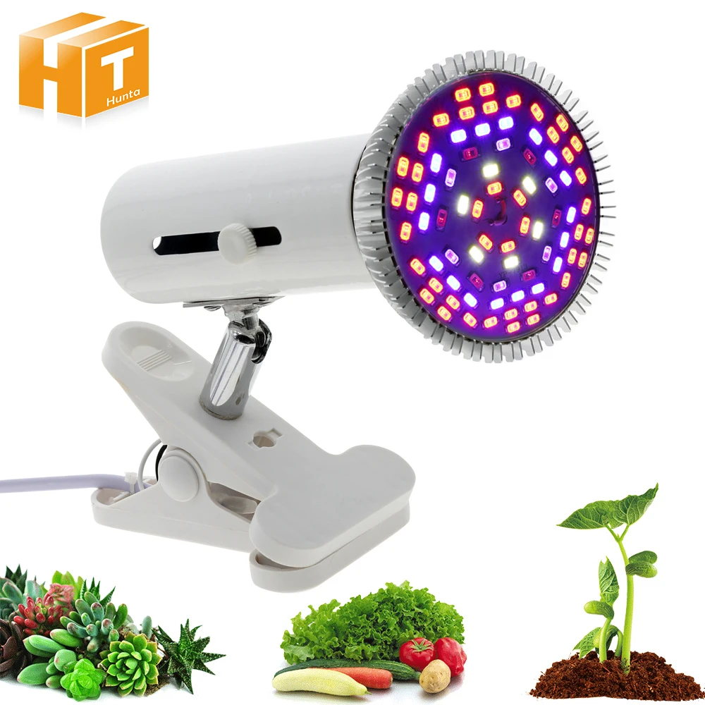 

360 Degrees Full Spectrum LED Grow Light E27 Spotlight Lamp Bulb 10W/30W/50W/80W With Switch Clip Flexible Lamp Holder