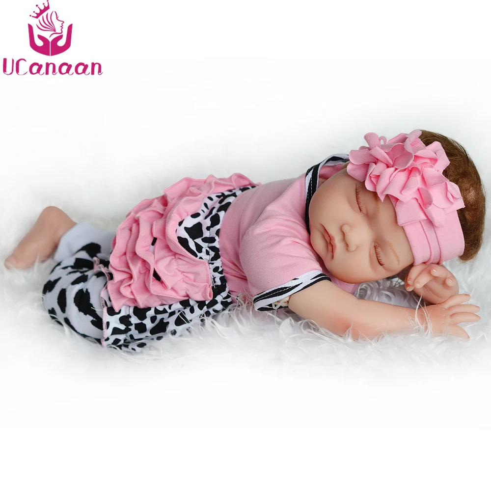 

UCanaan 22'' Cloth Body Baby Doll 55CM Silicone Dolls Reborn Sleeping Babies Newborn Toys For Girls Birthday Gifts Kids Toy