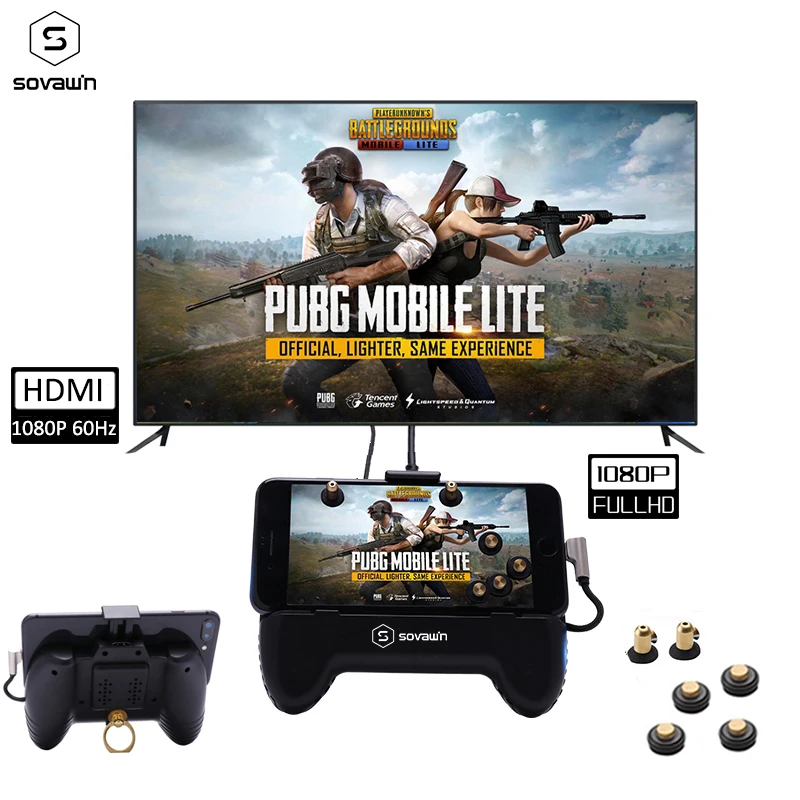  PUBG Controller Mobile Gamepad HDMI Display Adapter Game Pad Joystick for iPhone Android Same Scree