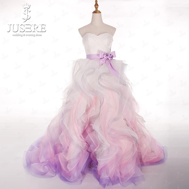 A Line Bridal Gown Knot Belt Waistline Tie Closure Back Sweetheart A Line Bridal Gown Knot Belt Waistline Tie Closure Back Sweetheart Ruffles Pleat Pink Purple Colorful