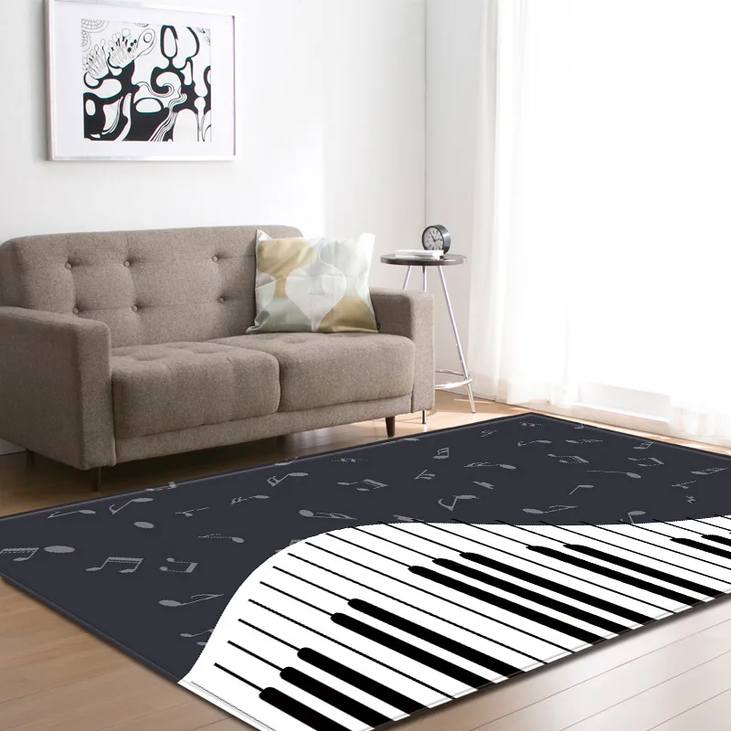 Черный и белый фортепианный ключ, ковры для гостиной с музыкальными нотами, коврик для детской комнаты, мягкий фланелевый большой ковер для украшения дома