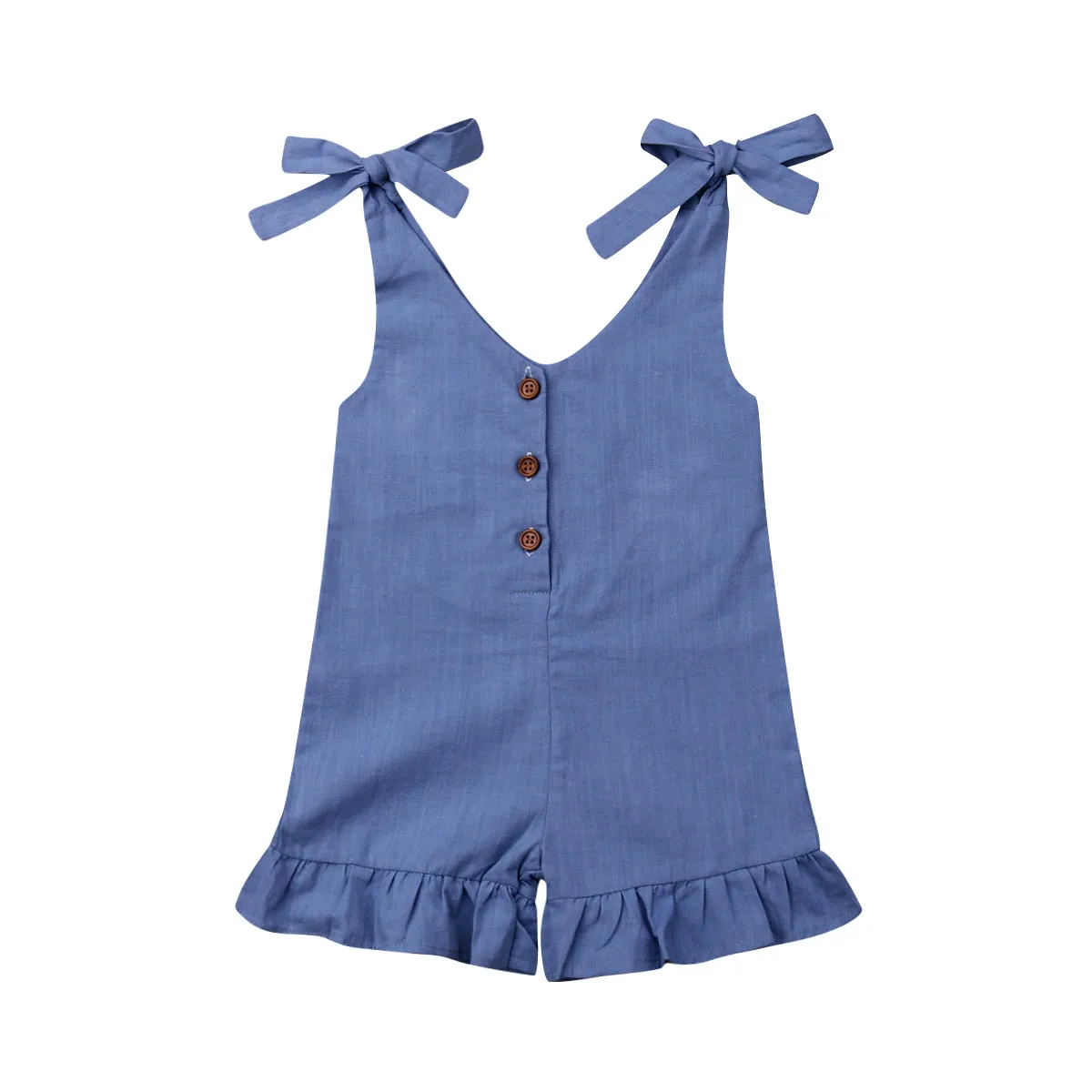 Kids Jumpsuit 1-6Yyears Kids Baby Girl Summer Solid Ruffle Romper Jumpsuit Overalls Outfits Sunsuit