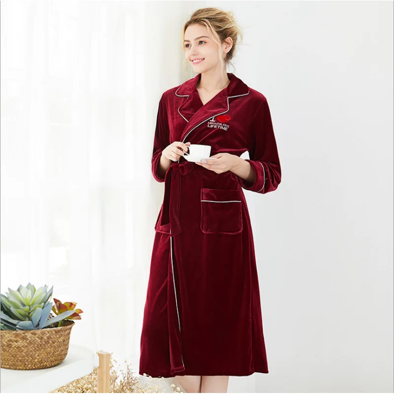 2019 Spring Brand Robes Women Pajamas Female Warm Velvet Robes Ladies