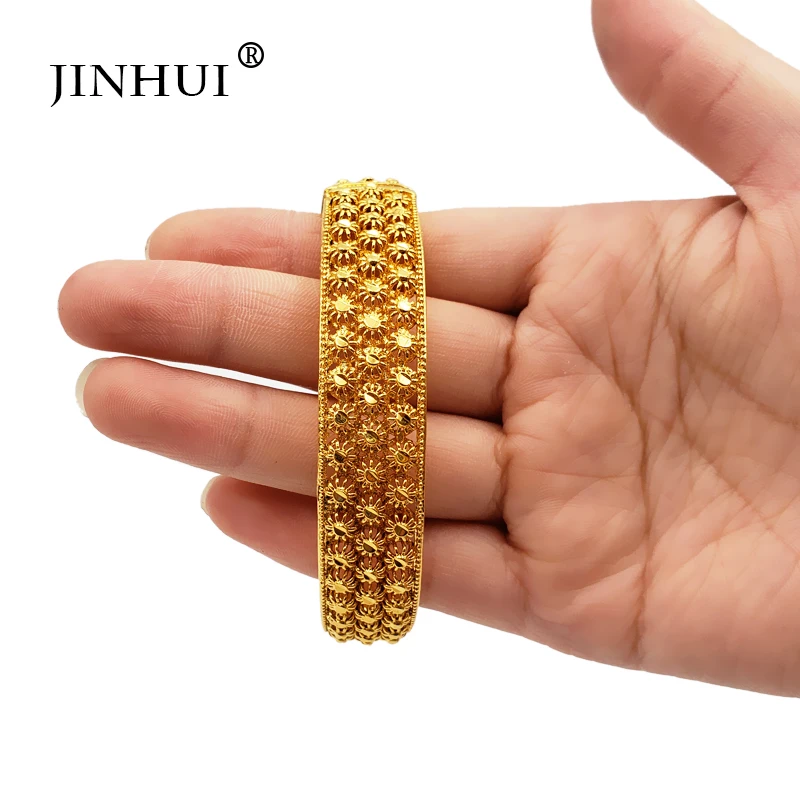 

Jin Hui New Fashion Gold Color Bangles for Women Bride Bracelets Ethiopian/france/African/Dubai Jewelry wedding gifts Can Open