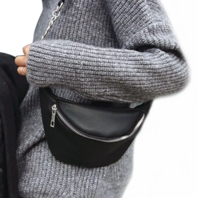 

2018 new hotsale Fashion high quality women lady Waist Fanny bag Women PU Leather Belt Zipper Waist Bag Chest Tote Purse(Black)