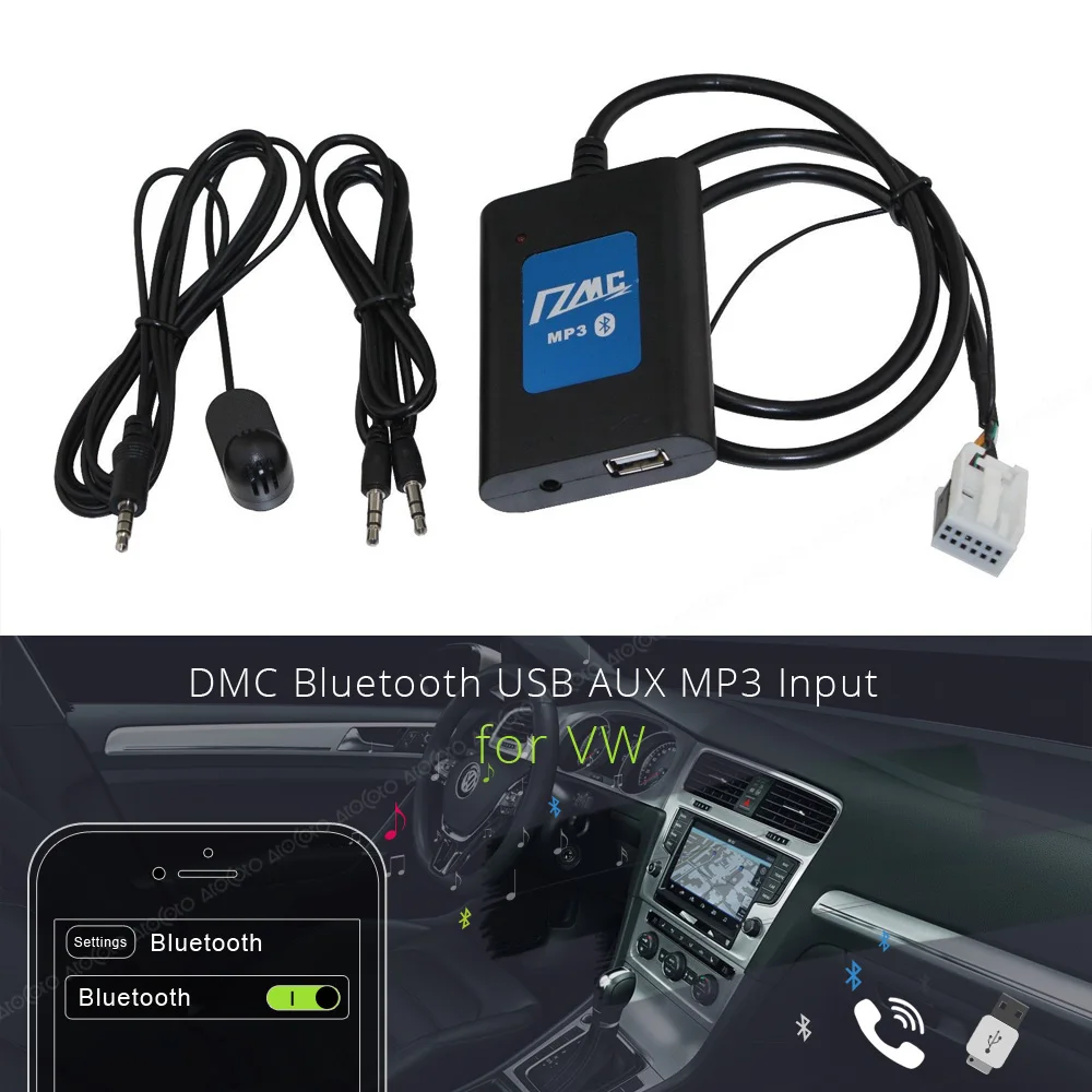 Автомобильный DMC Bluetooth USB цифровой музыки чейнджер AUX 12-контактный адаптер Интерфейс для VW Audi Skoda сиденья 8 pin радиоприёмник-MP3 аудио Вход