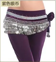 Purple Silver Coin Пояс для танца живота, пояс для восточных танцев живота, аксессуары для одежды, пояс для танца живота, аксессуары для костюма, 338 монет, набедренный шарф для женщин - Цвет: Purple Silver Coin