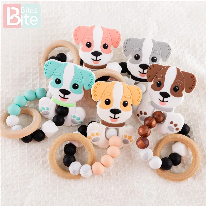 

Bite Bites 5PC Baby Toy 0-12 Months Trolley Rattle Puppy Silicone Baby Chews Soft Mobile Educational Funny Dog Children's Toys