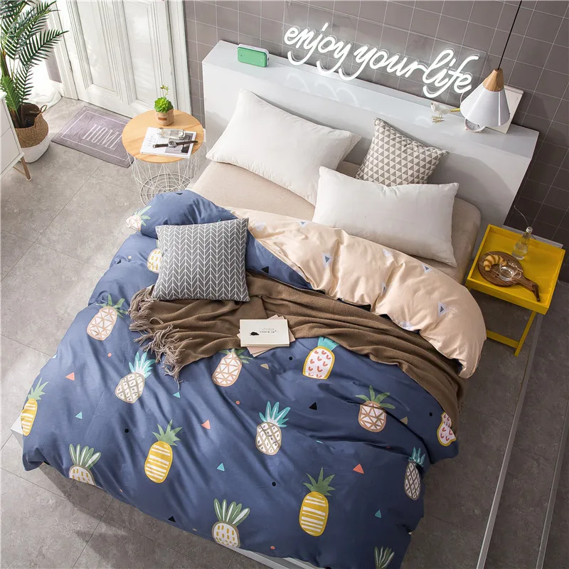 

Colorful Pineapple Cartoon Pattern 100% Cotton Soft Bedding Home-Textile 1 PC Duvet Cover Duvet Covers 220x240cm 4 King Size