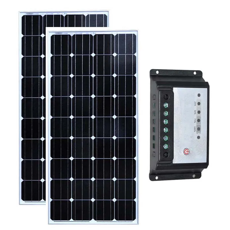 Special Chance for  Kit Solaire 300w Solar Panel 12v 150w 2Pcs Solar Charge Controller 12v/24v 10A Caravan Car Camp Mot