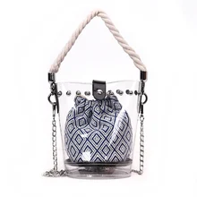 

AFBC New fashion PVC chain handbag transparent hit color shoulder bags for women 2018