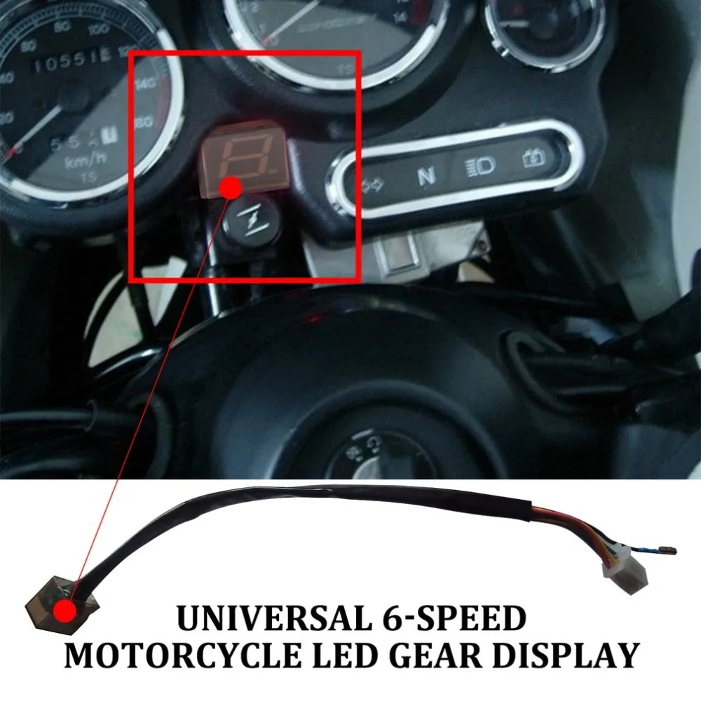 Универсальный 6 Скорость Moto Дисплей цифровой светодиодный Дисплей нейтральный Шестерни Мотоцикл Внедорожный мотоцикл индикатор светильник