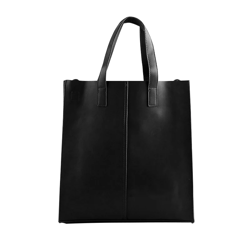 

Fashion Large Capacity Casual Men's Tote Bags PU Leather Handbags For Man Brief Design Solid Single Shouder Bags