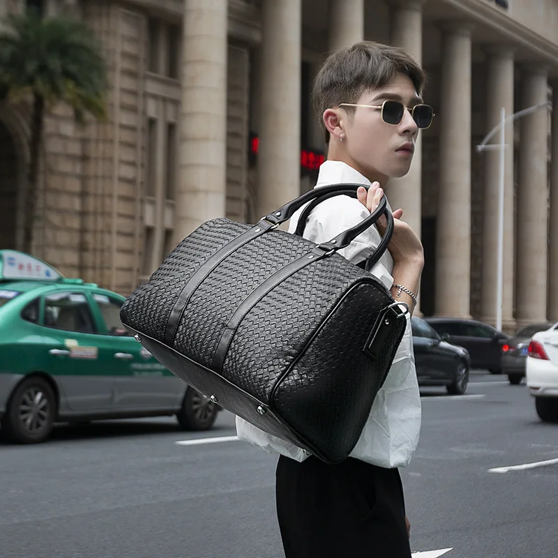  Man Fashion Travelling Knitting Casual Tote Business Men Portable Single Shoulder Weave Bags Luxury