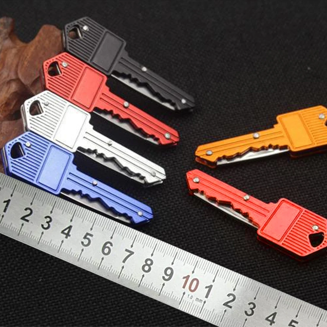 

Key chain knife Stainless steel Portable folding knife Peeler Mini camping key ring knife tool Five color selectable