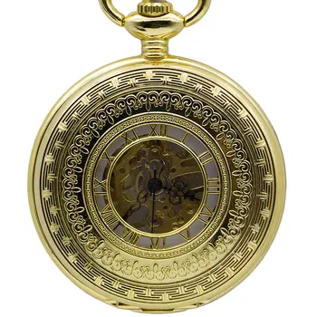 

Fashion Whole Golden Pocket Watch Black Analog Mechanical Fob Watches Luxury Necklace Pendant Men Women Watch For Gift