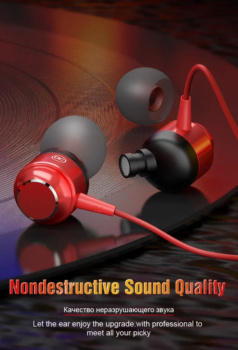 Hisomone Magnetic Wired Earbuds Headphones 3.5MM Metal In-Ear Headset HIFI Sport Earphones With Mic Stereo For iPhone Xiaomi